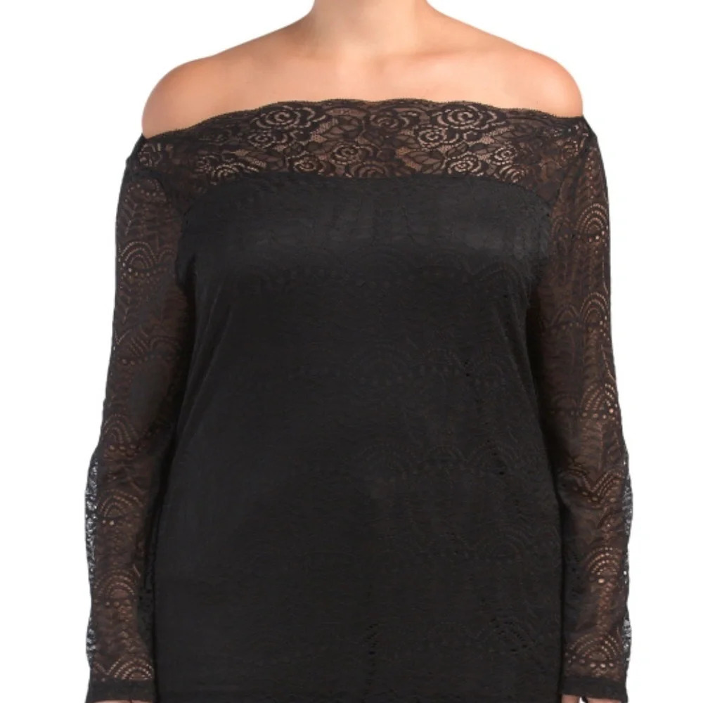 ADIVA Plus Off The Shoulder Stretch Lace Top